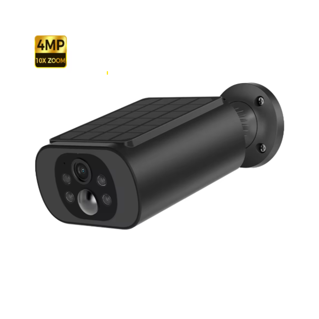 Caméra Solaire Noire 2.5K — Vision Nocturne Couleur | SolGuard