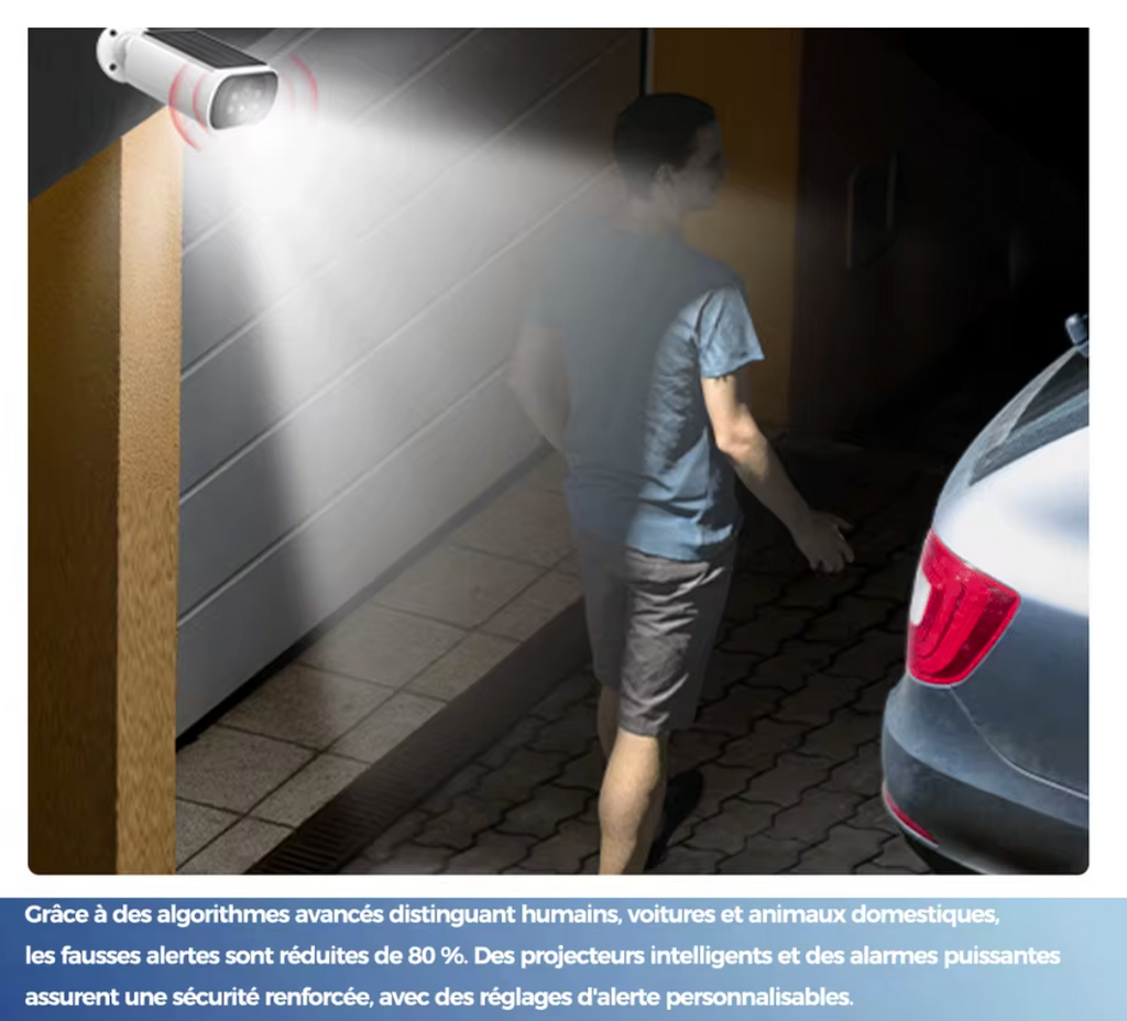 Caméra Solaire Noire 2.5K — Vision Nocturne Couleur | SolGuard